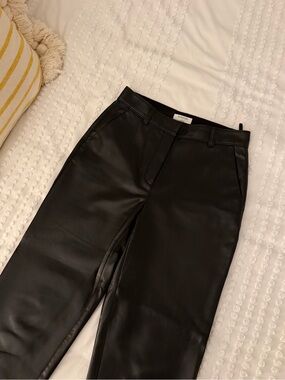 Aritzia Vegan Leather Black Trousers